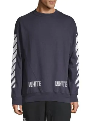 Off-white 3d White Cotton Sweatshirt In Navy | ModeSens