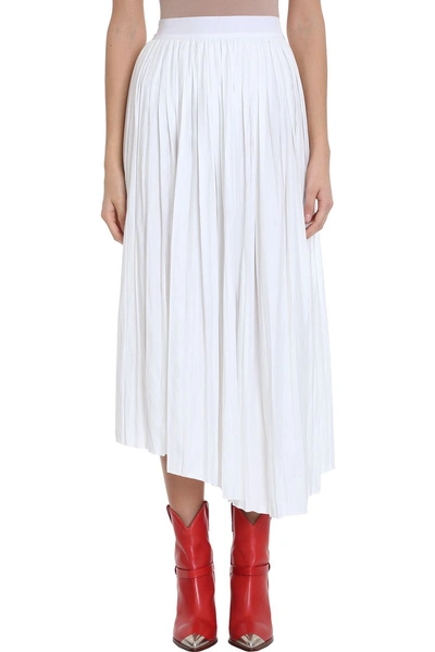 Shop Isabel Marant Dolman White Pleated Long-liquid Asymmetric Maxi Skirt