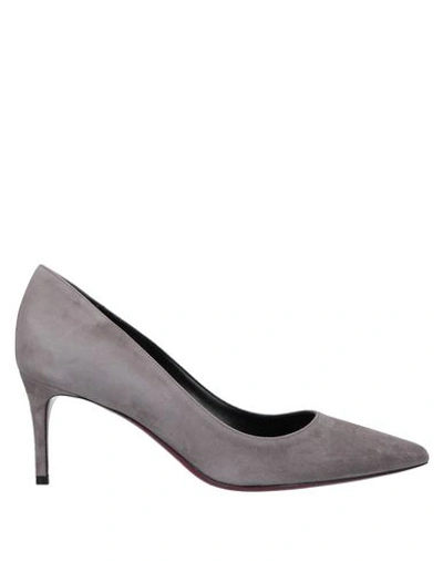 Shop Deimille Woman Pumps Lead Size 9.5 Soft Leather In Grey