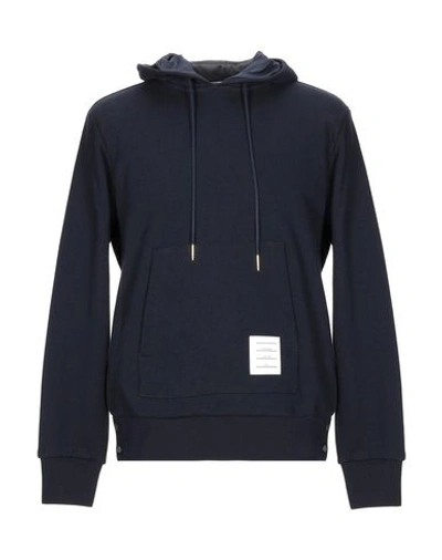 Shop Thom Browne Hooded Sweatshirt In Dark Blue
