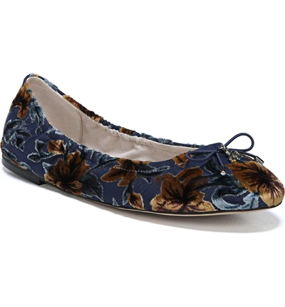 Shop Sam Edelman Felicia Flat In Baltic Navy Floral Velvet