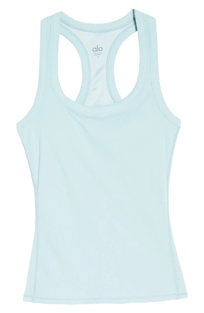 Shop Alo Yoga Support Ribbed Racerback Tank In Cloud