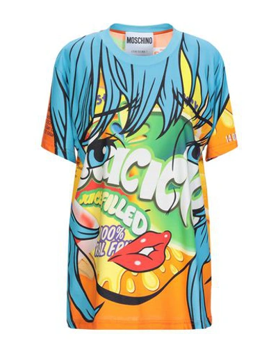 Shop Moschino Woman T-shirt Azure Size M Cotton In Blue