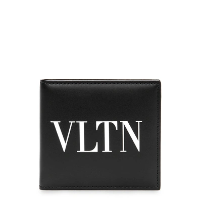 Shop Valentino Vltn Black Leather Wallet