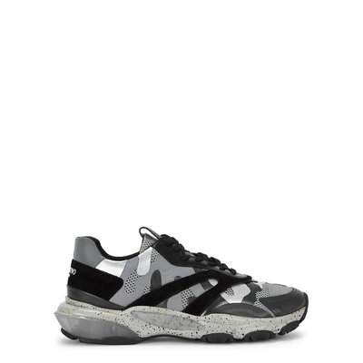 Shop Valentino Bounce Camouflage-print Mesh Trainers
