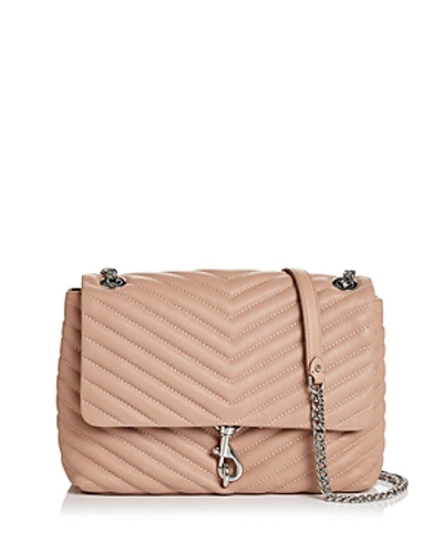 Shop Rebecca Minkoff Edie Medium Convertible Leather Shoulder Bag In Doe Pink/silver