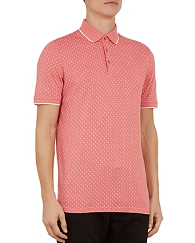 Shop Ted Baker Toff Geo-print Regular Fit Polo Shirt In Coral