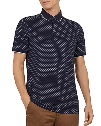 Shop Ted Baker Toff Geo-print Regular Fit Polo Shirt In Navy