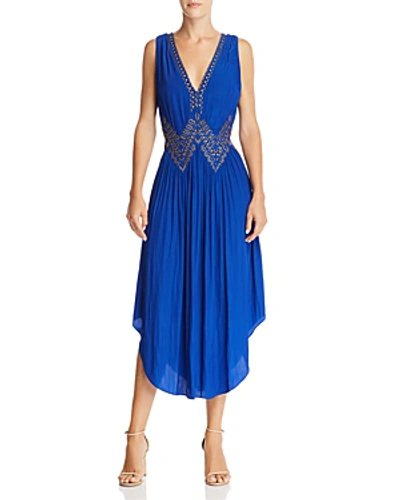 Shop Ramy Brook Demi Embellished Midi Dress In Azure