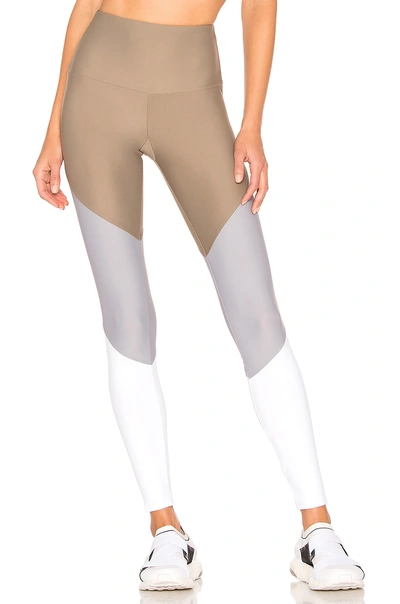 Shop Onzie High Rise Track Legging In Taupe. In Dust & Fossil Combo