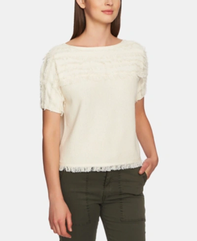 Shop 1.state Cotton Fringe Short-sleeve Top In White Swan