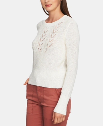 Shop 1.state Pointelle-yoke Long-sleeve Sweater In Antique White