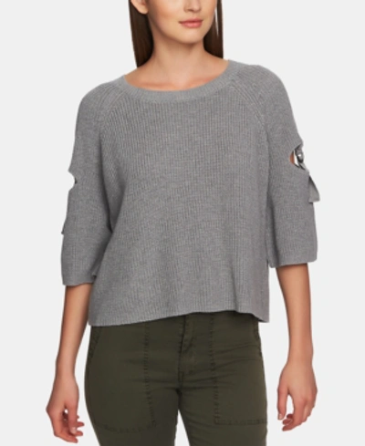 Shop 1.state Cotton Cutout Hardware Sweater In Light Heather Grey