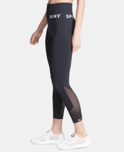 Shop Dkny Sport High-waist Seamless 7/8 Length Leggings In Black