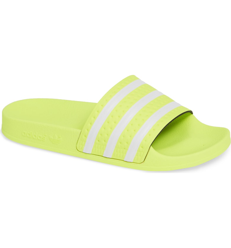 adidas yellow flip flops