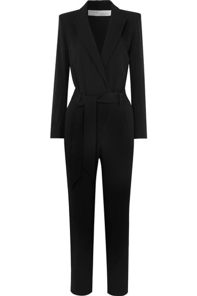 Shop Iro Delicate Belted Wrap-effect Crepe Jumpsuit In Black