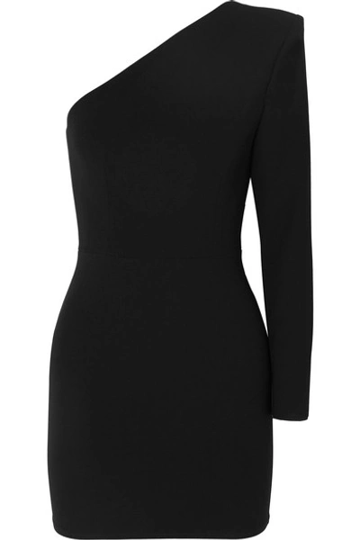 Shop Alex Perry Ambre One-sleeve Crepe Mini Dress In Black
