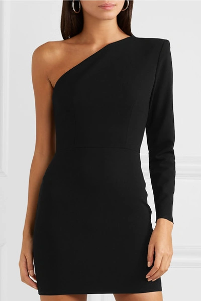 Shop Alex Perry Ambre One-sleeve Crepe Mini Dress In Black