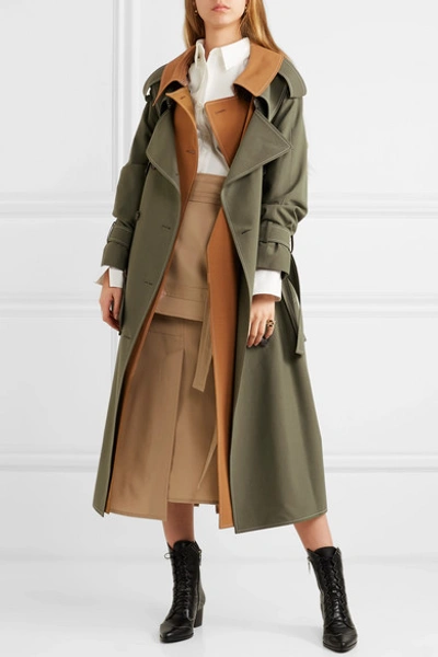 Shop Adeam Layered Wool-blend Gabardine Trench Coat In Camel