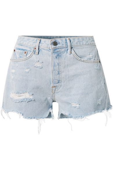 grlfrnd helena distressed denim shorts
