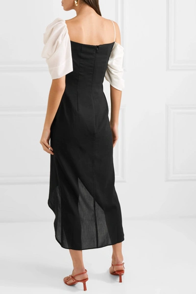 Shop Rejina Pyo Layla Cold-shoulder Crepe Midi Dress In Black