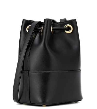 Shop Ferragamo City Leather Bucket Bag In Black