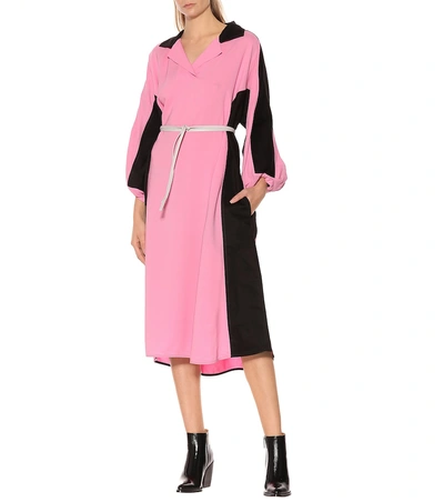 Shop Marni Cotton And Linen Midi Dress In Pink