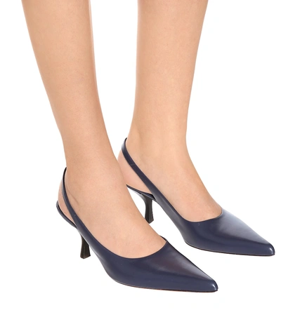 Shop The Row Bourgeoise Leather Slingback Pumps In Blue