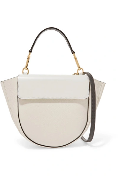 Shop Wandler Hortensia Mini Two-tone Textured Leather Shoulder Bag In White