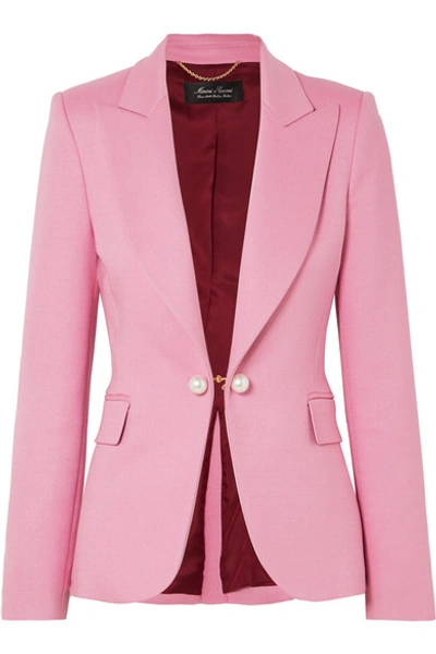 Shop Adam Lippes Faux Pearl-embellished Twill Blazer In Pink