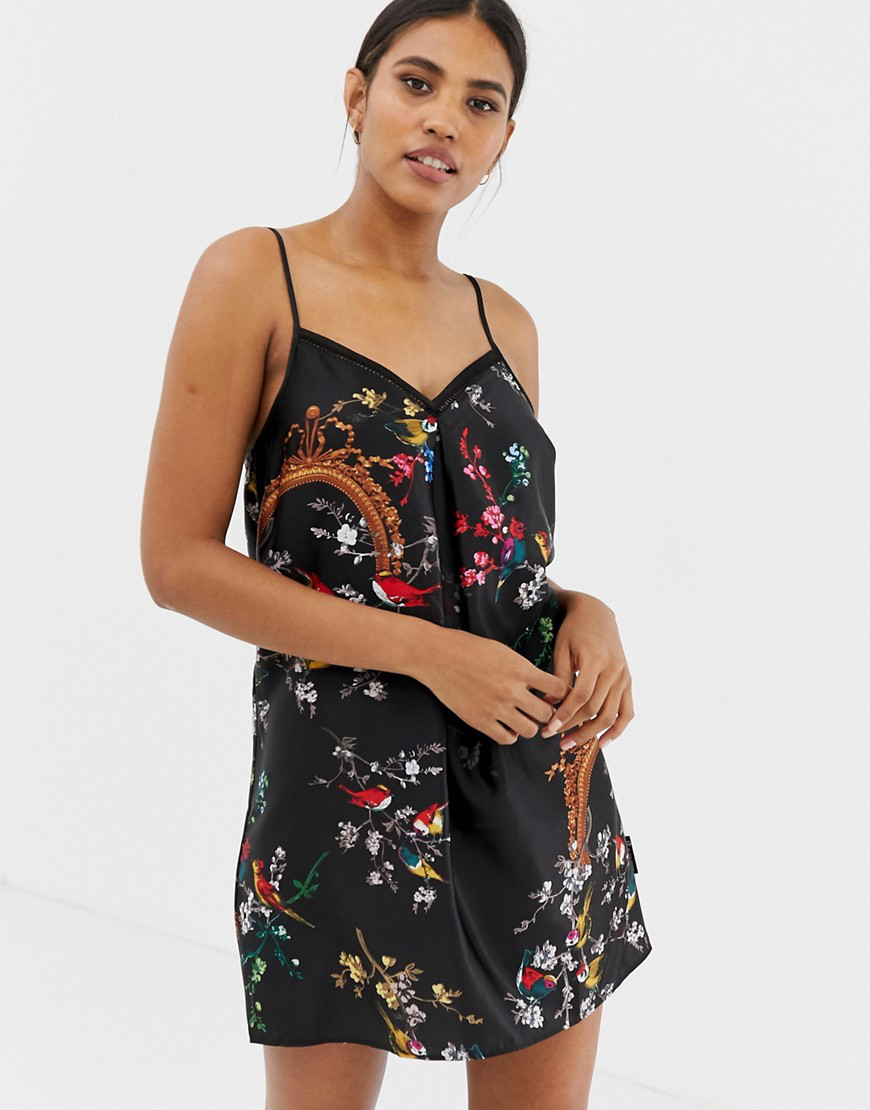 Ted Baker B By Opulent Fauna Chemise Slip Dress - Black | ModeSens