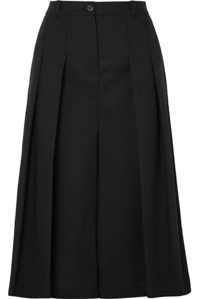 Shop Mcq By Alexander Mcqueen Atami Pleated Wool-twill Culottes In Black
