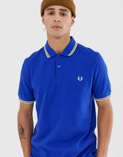 Shop Fred Perry Twin Tipped Polo In Blue - Blue