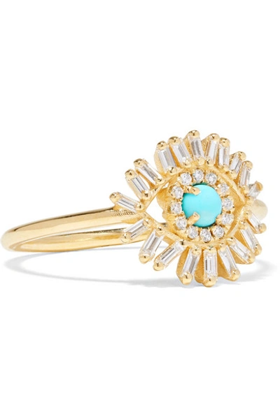 Shop Suzanne Kalan 18-karat Gold, Diamond And Turquoise Ring