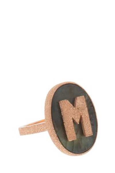 Shop Carolina Bucci 18k Rose Gold M Initial Ring In Metallic
