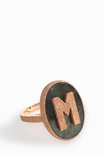 Shop Carolina Bucci 18k Rose Gold M Initial Ring In Metallic