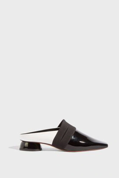 Shop Neous Zygo Two-tone Patent-leather Slippers In Black