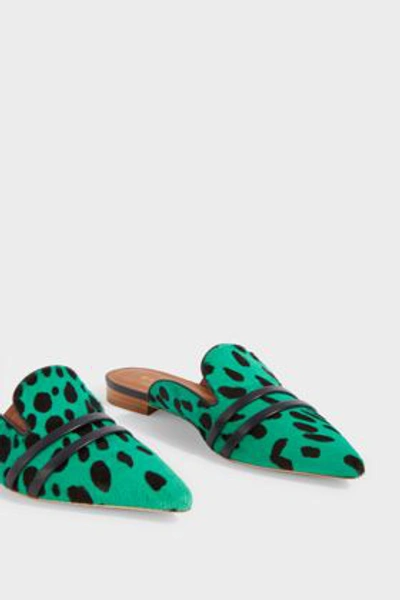Shop Malone Souliers Hermione Leopard-print Calf Hair Point-toe Flats In Green