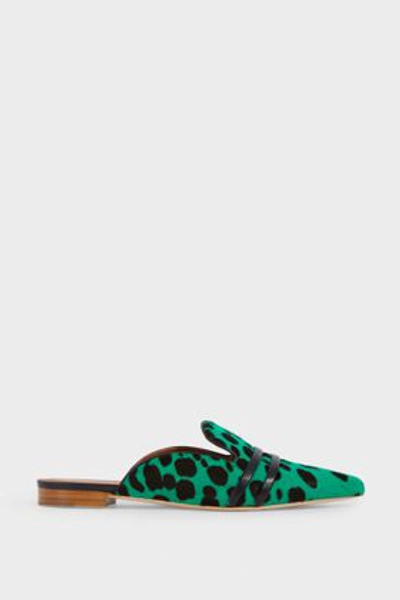 Shop Malone Souliers Hermione Leopard-print Calf Hair Point-toe Flats In Green