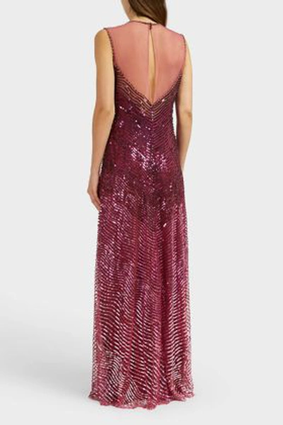 Shop Jenny Packham Sequin Sleeveless Gown In Purple