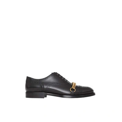 Shop Burberry Link Detail Leather Brogues In Black