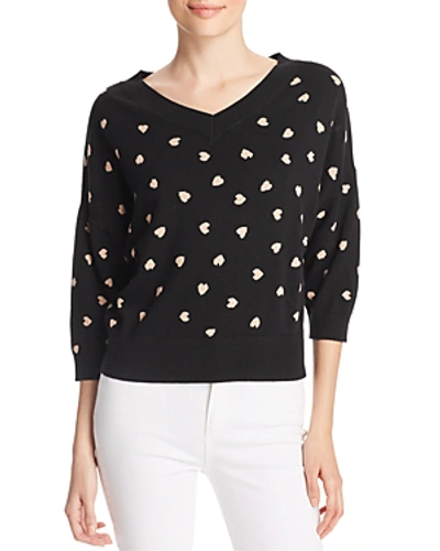 Shop Kate Spade New York Heartbeat Patterned Sweater In Black