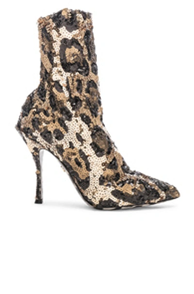 Shop Dolce & Gabbana Leo Print Stretch Sequin Booties In Cheetah