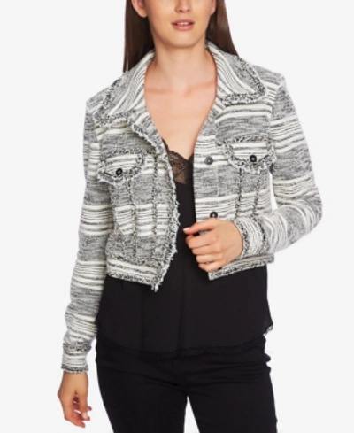 Shop 1.state Fringed-trim Tweed Jacket In Rich Black