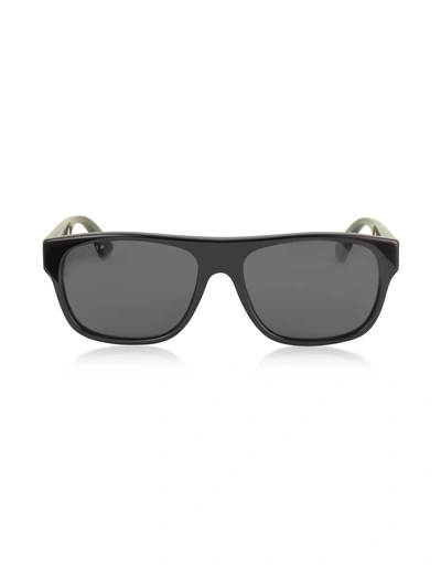 Shop Gucci Gg0341s Rectangular-frame Acetate Sunglasses In Black/gray