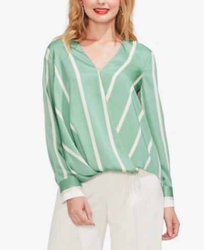 Shop Vince Camuto Striped Surplice Shirt In Green Bay