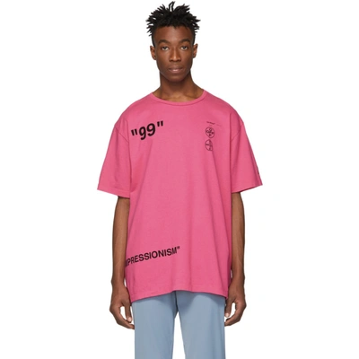 Shop Off-white Pink Impressionism Boat T-shirt