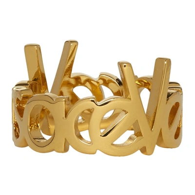 Shop Versace Gold Logo Ring In D00h Gold