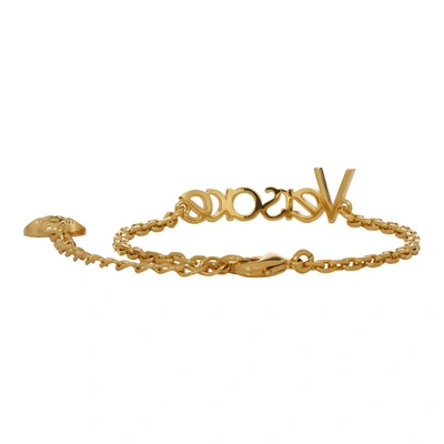 Shop Versace Gold Vintage Logo Bracelet In D00h Gold