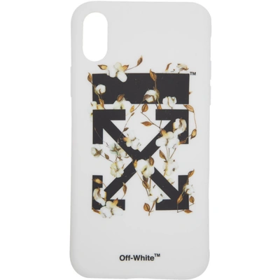 Shop Off-white White And Black Cotton Flower Iphone X Case In White/black